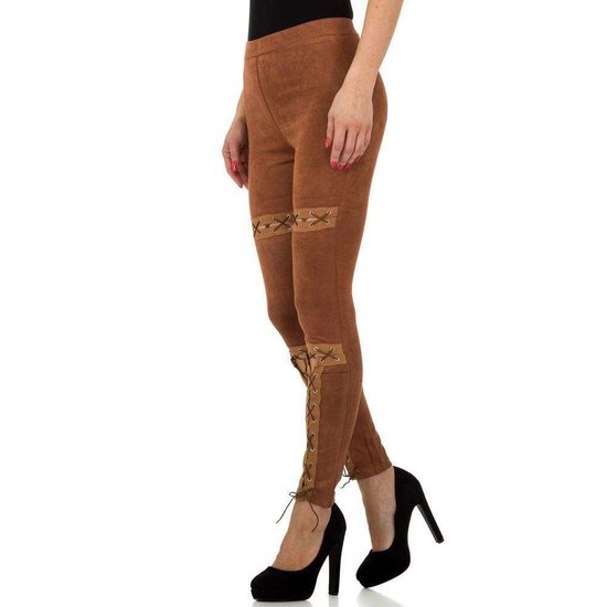 Stretch broek in daim met veters.