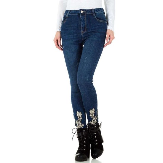 Jeans hoge taille met decoratief detail.