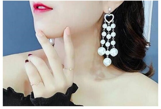 Oorbellen hart met parels