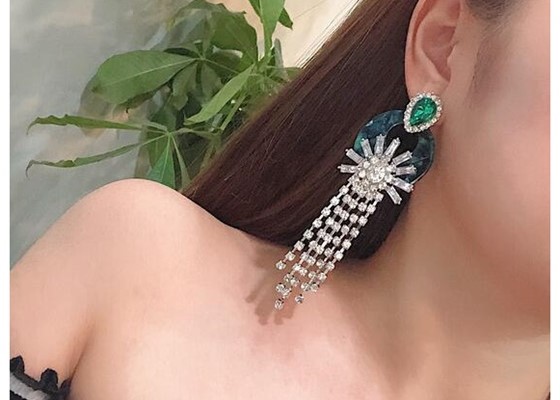 Oorbellen langwerpig met brillant effect.