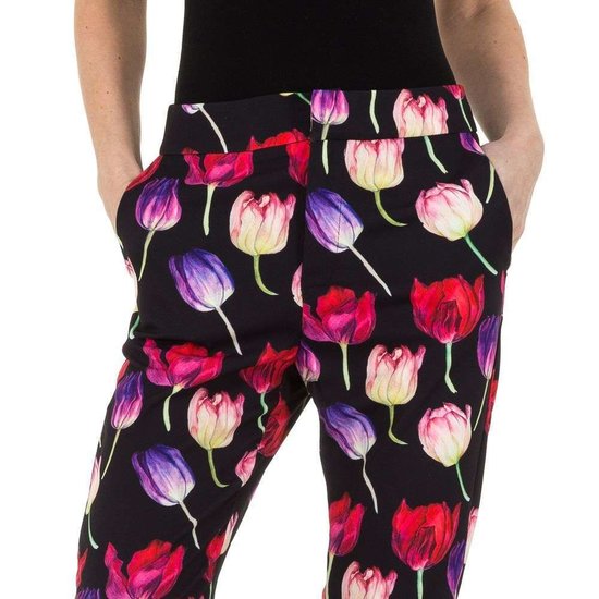 Fashion broek met bloemenmotief