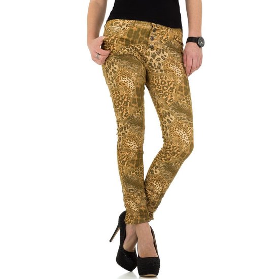 Fashion jeans met luipaard print.