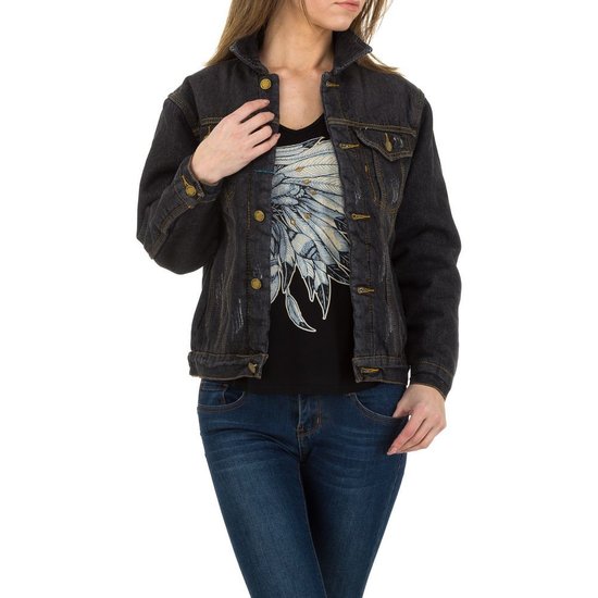 Stylishe donker grijze jeans jacket.