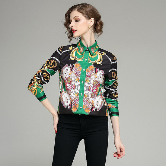 Blouse met vintage print.