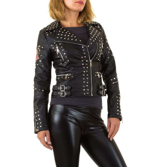 Bikervest met broderie.