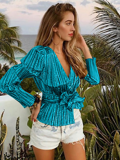 Fashion metallic blouse.