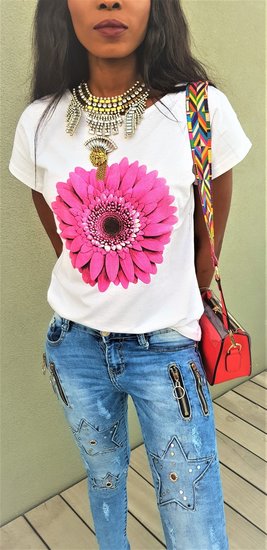 T-shirt 3-d bloemenprint