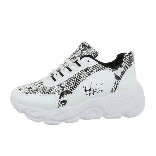 Fashion sneaker Wit  Olivia 2 met snakeprint.