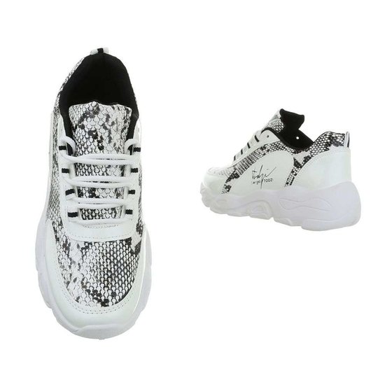 Fashion sneaker Wit  Olivia 2 met snakeprint.