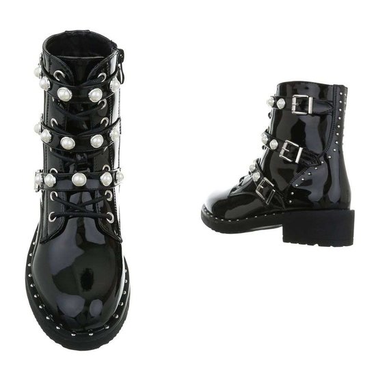 Trendy metalic zwarte boot Britt 3