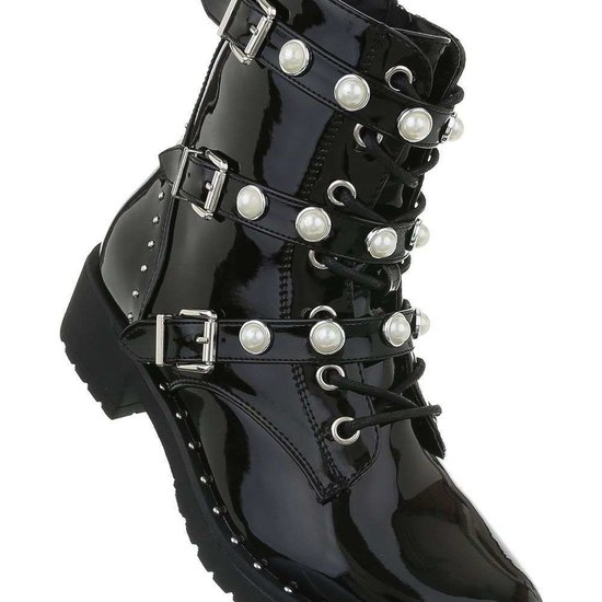 Trendy metalic zwarte boot Britt 3