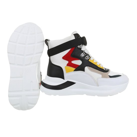 Hoge witte  sneaker Hawa 1 met mix van kleuren