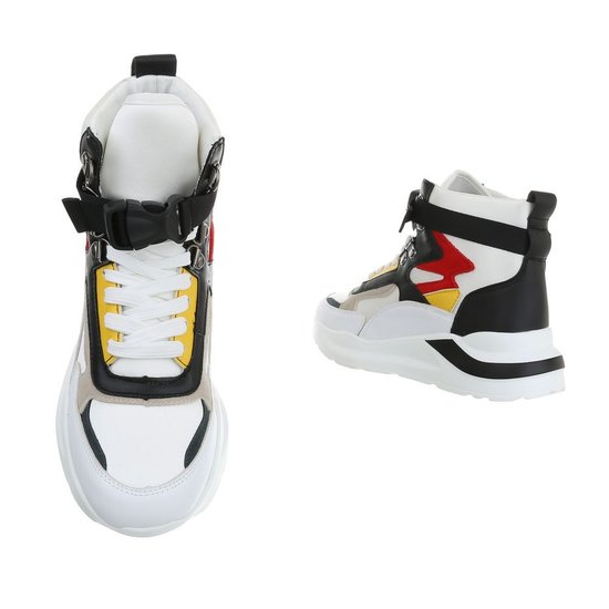 Hoge witte  sneaker Hawa 1 met mix van kleuren