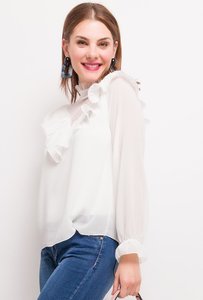 Trendy witte blouse in plissé.