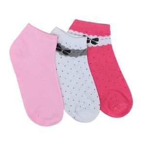 Assortiment van 12 paar dames sokken met strik rose/wit/rood.35-38