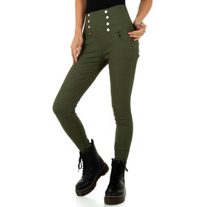 Skinny aanpassende groene hoge taille broek.