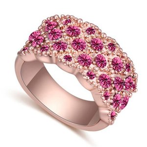 Classy rose gold plated ring met rode bergkristallen