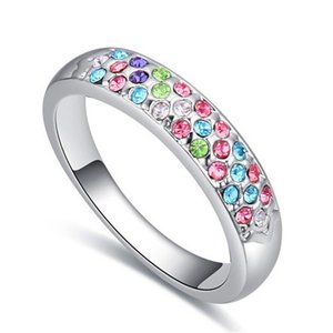 Platinium plated multicolour ring.