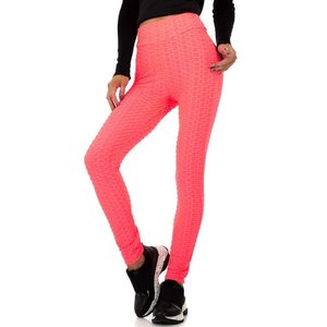 Sportieve koraal rode legging met struktuur.