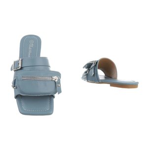 Trendy blauwe mule Tazia