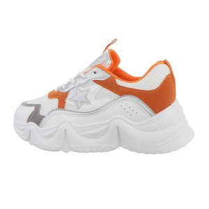Sportieve lage wit-oranje sneaker Tinca.