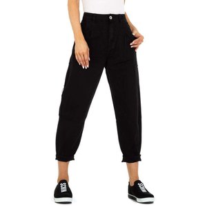 Trendy zwarte mom-fit jeans.