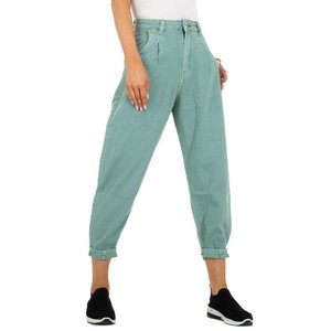 Trendy groene mom-fit jeans.