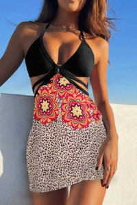 Trendy 3 delige zwarte bikini set.