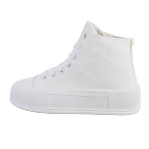 Witte hoge textiel sneaker Mariana.