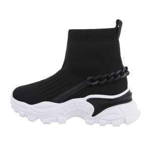 Trendy hoge zwarte sock sneaker Jenara.