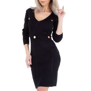 Zwarte bodycon jurk met accenten.