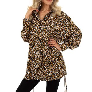 Oversized mixed longblouse met motief.