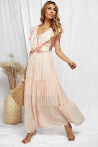 Oud-rose maxi jurk Bohemian style.