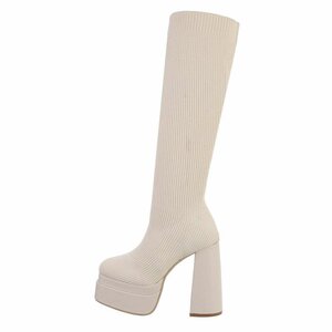 Beige hoge sock laars Arabella.