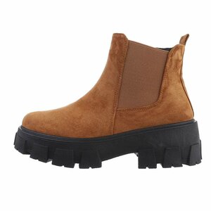 Camelkleurige lage daimen Chelsea boot Arnika.