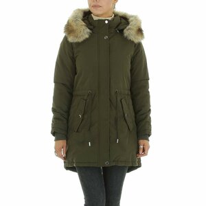 Trendy midi kaki groene parka jas.