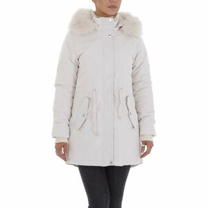 Trendy midi witte parka jas.