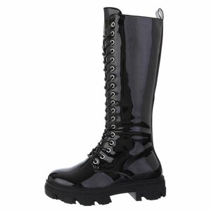 Hoge zwarte fashion lak boot Concha.