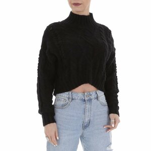 Zwarte crop top trui.