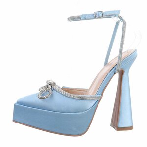 Fashion hoge licht blauwe pump Aurea.