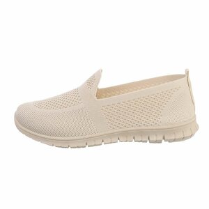 Beige lage textiel sneaker Nadia.