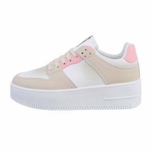 Lage beige-rose-witte sneaker Fabienne.