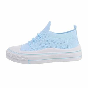 Trendy lage licht blauwe textiel sneaker Ingeborg.