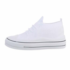 Trendy lage witte textiel sneaker Ingeborg.