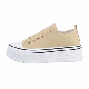 Trendy lage kaki bruine textiel sneaker Josie.