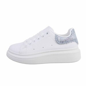 Lage witte sneaker met blauw accent Nicole.