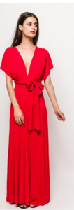 Maxi robe longue rouge foncée à bandes