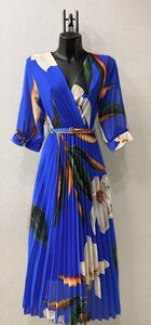 Sierlijke blauwe mix maxi plisse jurk