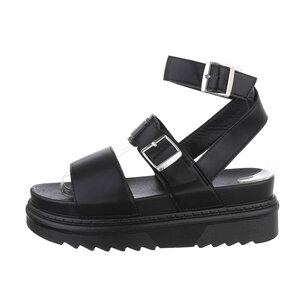 Zwarte sandaal met platform zool Kinga