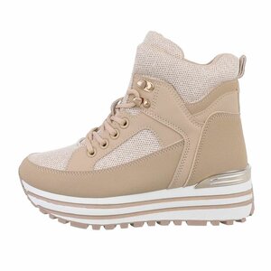 Hoge kaki mixed textiel sneaker Moya